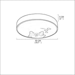 Circular Dog Image Flush Mount Drum Light LED Metal Bedroom Ceiling Light for Baby Kids