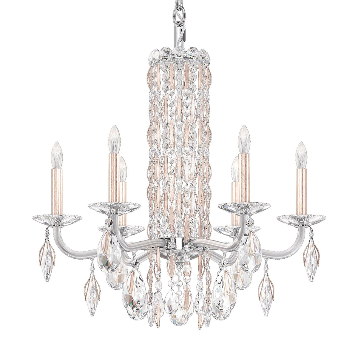 Siena 23.5"H x 24.5"W 6-Light Crystal Chandelier in Antique Silve