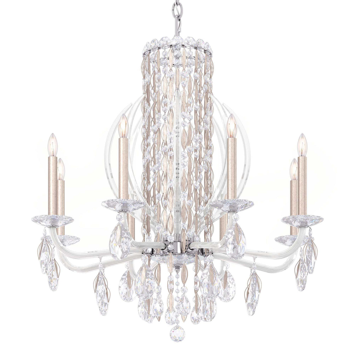 Siena 31"H x 30"W 8-Light Crystal Chandelier in Antique Silver