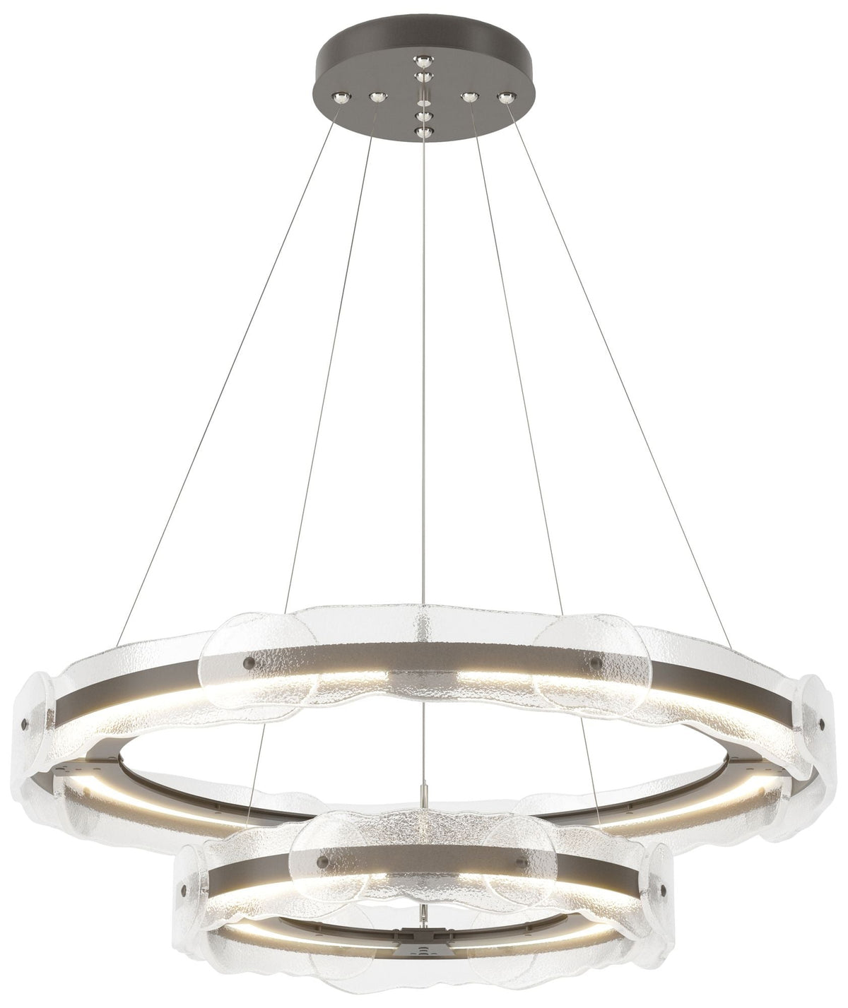 Solstice 36.6"W Tiered Dark Smoke Standard LED Pendant w/ Clear Glass