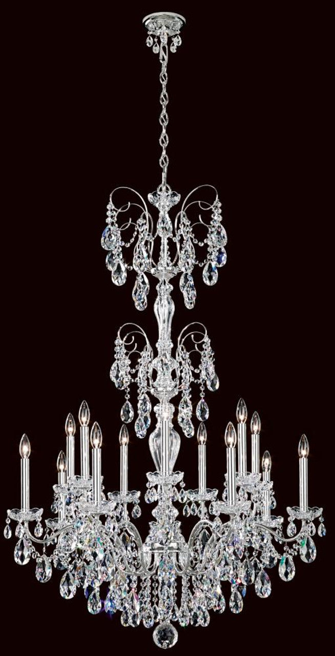 Sonatina Chandelier, 14-Light, Polished Silver, Clear Heritage Crystal, 35"W (ST1952N-40H 1810VA)