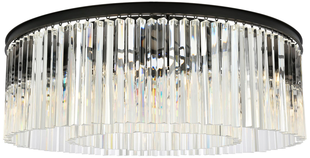 Sydney 10 Lt Matte Black Flush Mount Clear