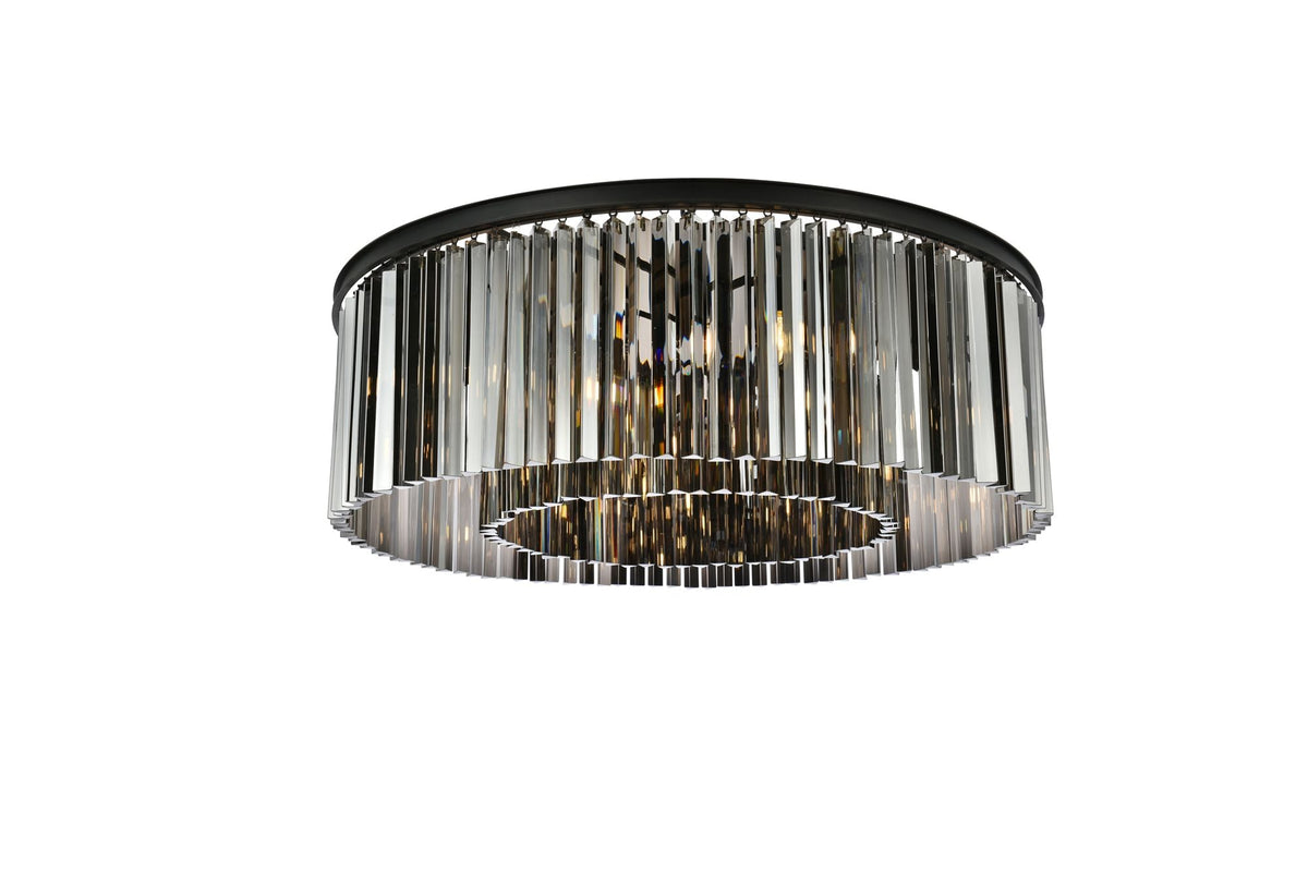 Sydney 10 Lt Matte Black Flush Mount Silver Shade (Grey)