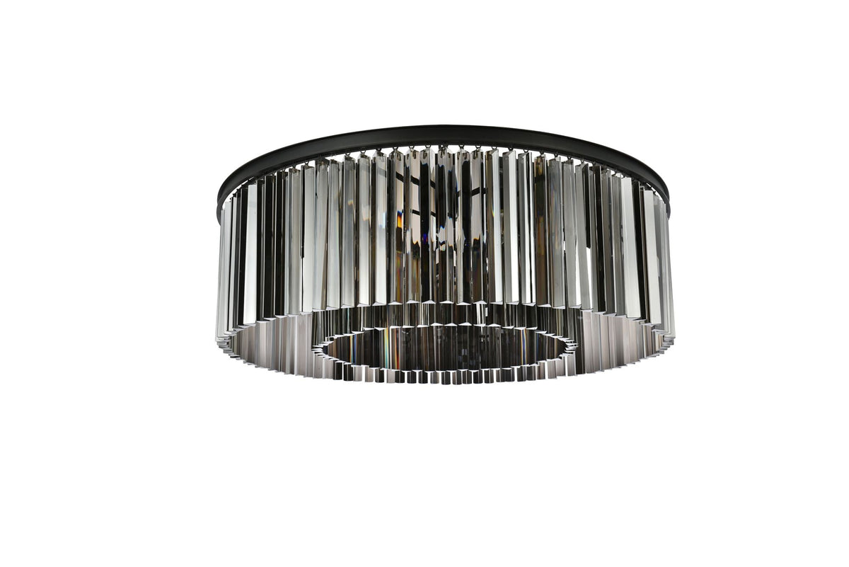 Sydney 10 Lt Matte Black Flush Mount Silver Shade (Grey)