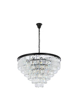 Sydney 44" Wide Matte Black and Crystal 33-Light Chandelier