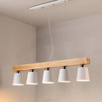 Linear Wood Chandelier Island Kitchen Lighting Dining Room Chandeliers 5 Bulbs