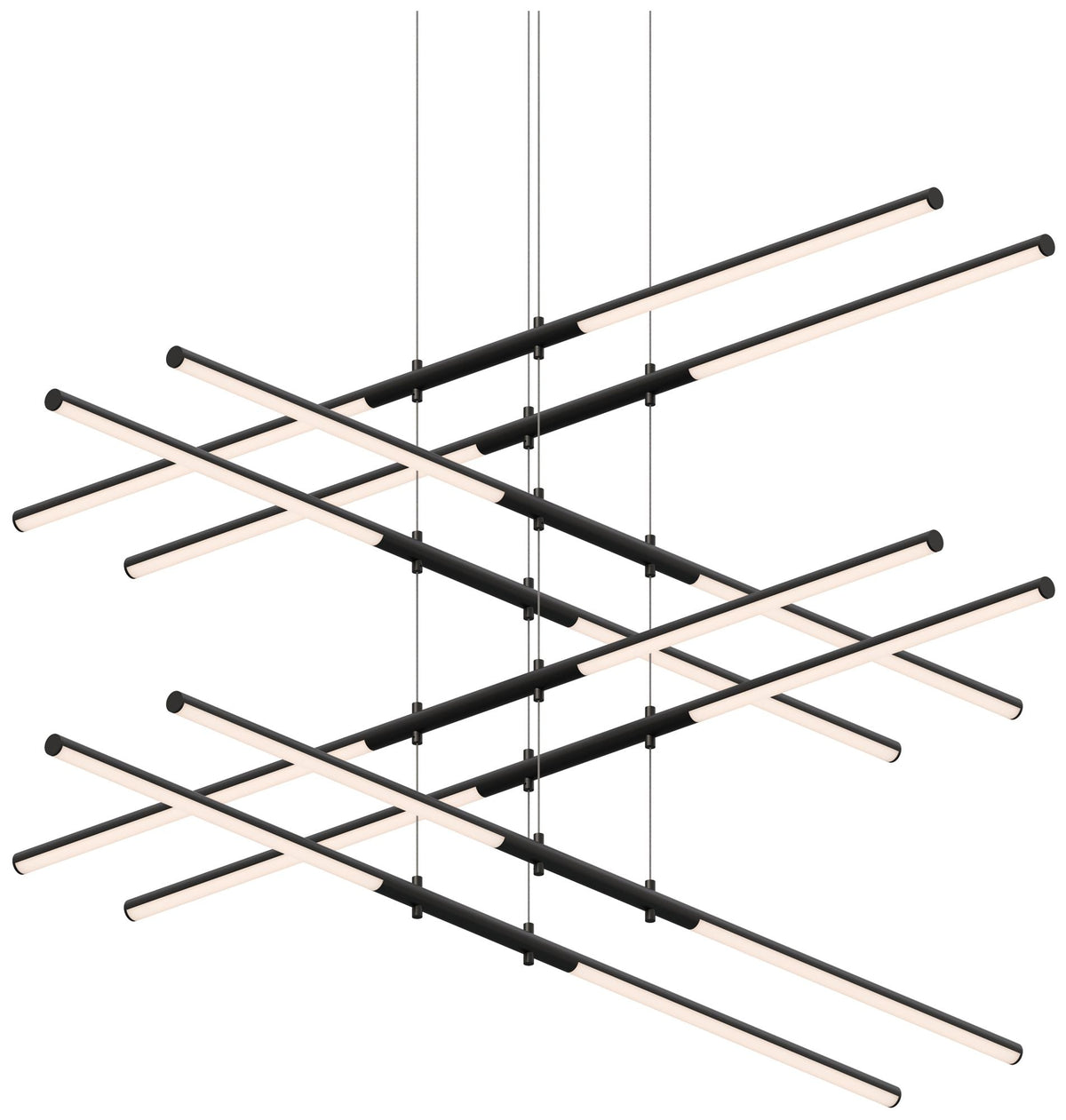 Tik.Tak Stack 47.5" Wide Satin Black 4.Tier LED Pendant