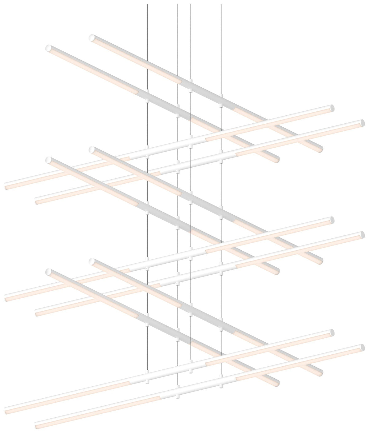 Tik.Tak Stack 47.5" Wide Satin White 6.Tier LED Pendant