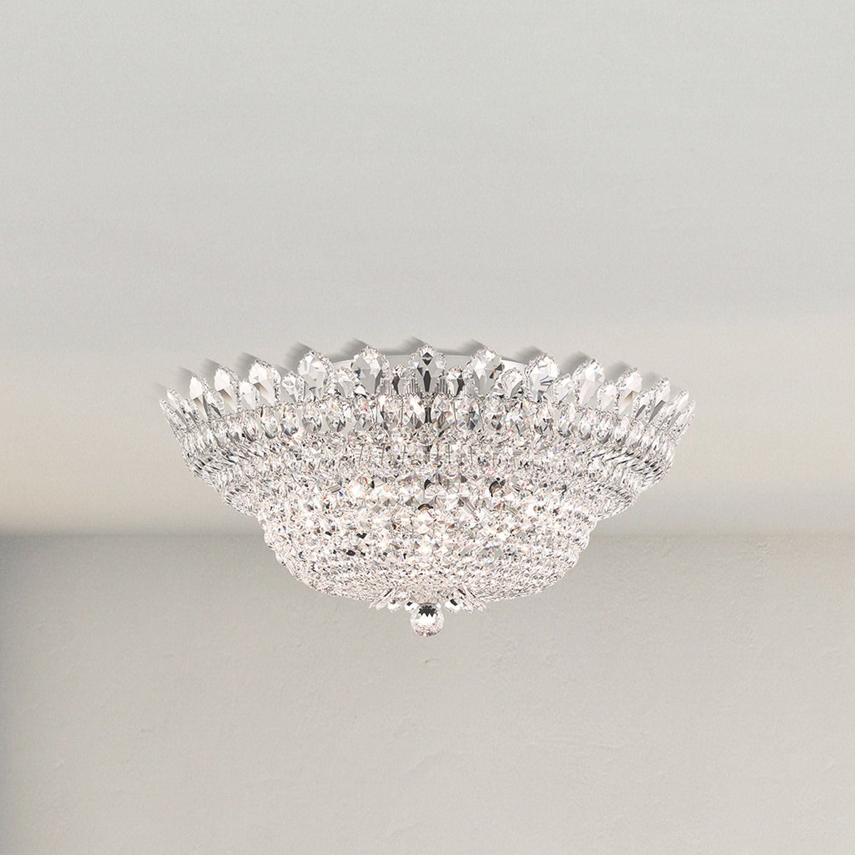 Trilliane 13.5"H x 33"W 23-Light Crystal Flush Mount in Silver