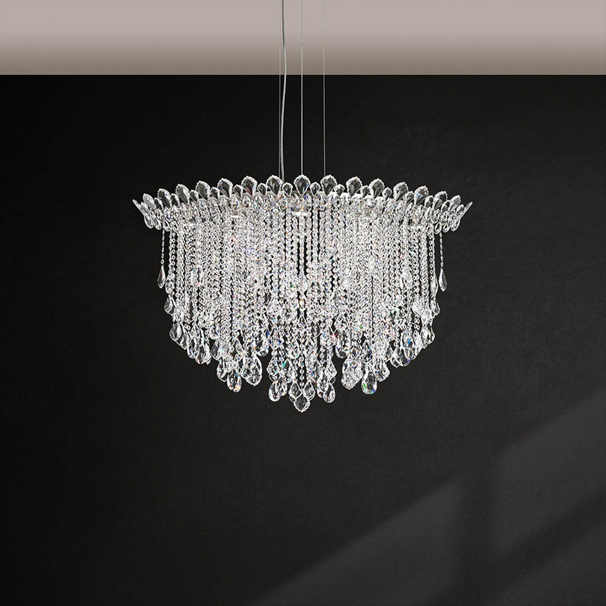 Trilliane Strands 28"H x 45"W 8-Lt Crystal Pendant in Pol Stainle