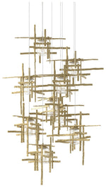 Tura 29.6"W 9-Light Round Modern Brass Long Pendant w/ Seeded Glass Sh