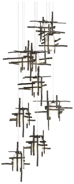 Tura 29.6"W 9-Light Round Oil Rubbed Bronze Long Pendant w/ Frosted Sh