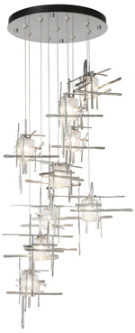 Tura 9-Light Round Pendant - Sterling - Clear Glass - Standard