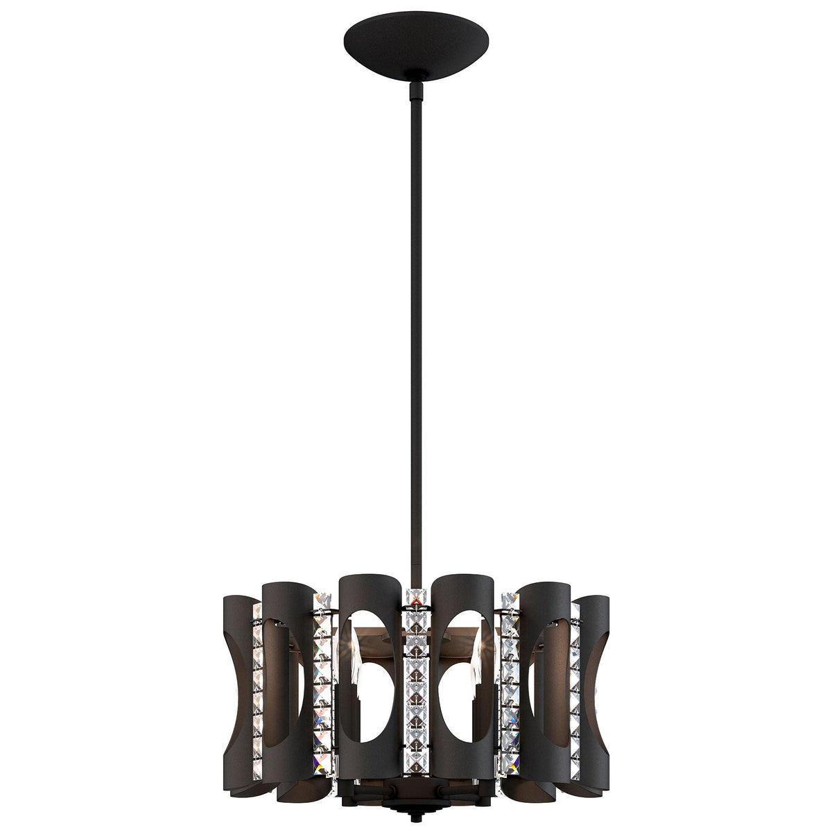 Twilight 8.5"H x 18"W 4-Light Crystal Pendant in Black