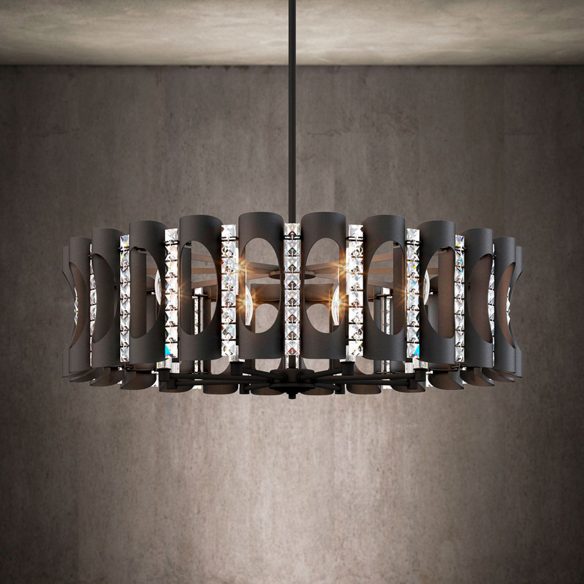 Twilight 8.5"H x 31"W 8-Light Crystal Chandelier in Black