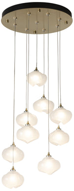 Ume 20.5" 9-Light Round Black Long Pendant with Frosted Glass