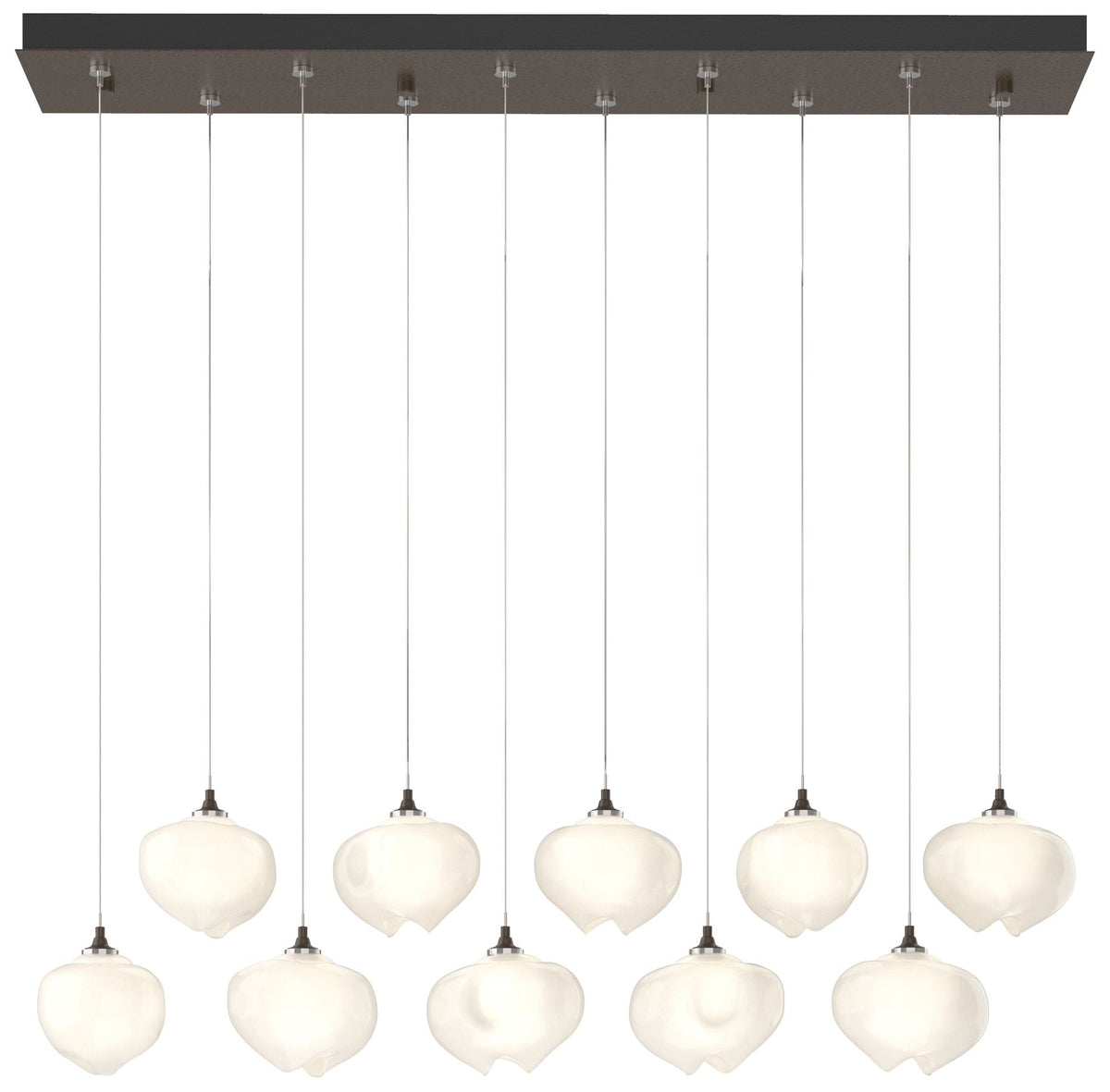 Ume 44.7"W 10-Light Rectangular Bronze Standard Pendant w/ Frosted Sha