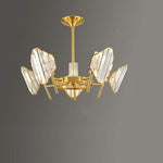 Brass Ring Frame Crystal Chandelier -Gold Metal, Crystal Accents Pendant Lights