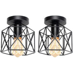 Wire Frame Lantern Outdoor Flush Mount Light Traditional LED Ceiling Light