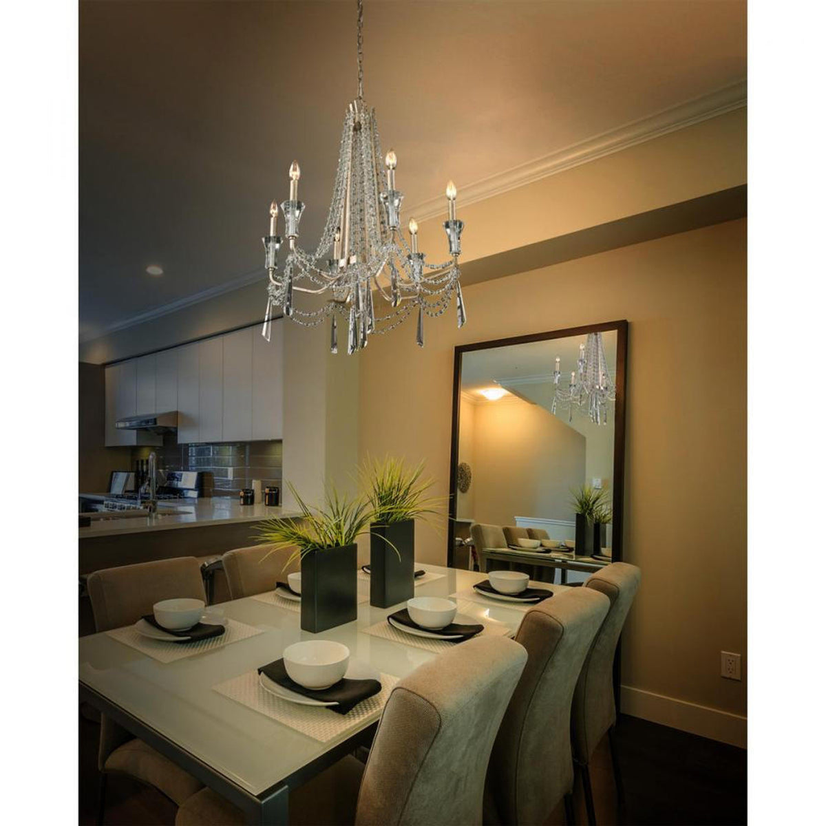 Barcelona 6 Light Chandelier - Transcend Silver
