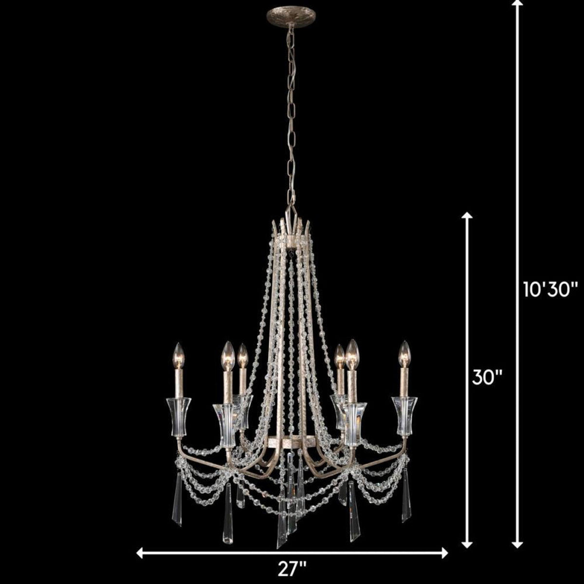 Barcelona 6 Light Chandelier - Transcend Silver