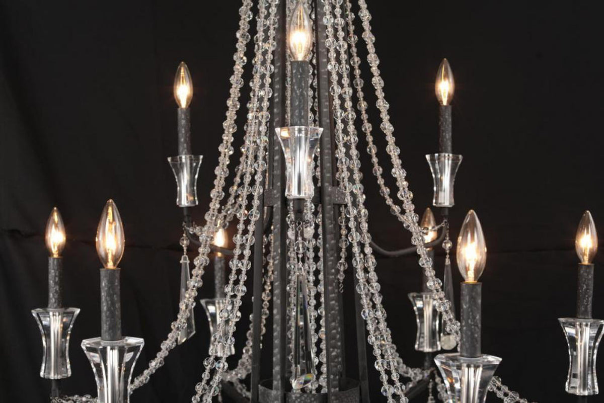 Barcelona Two-Tier Crystal Chandelier - Black