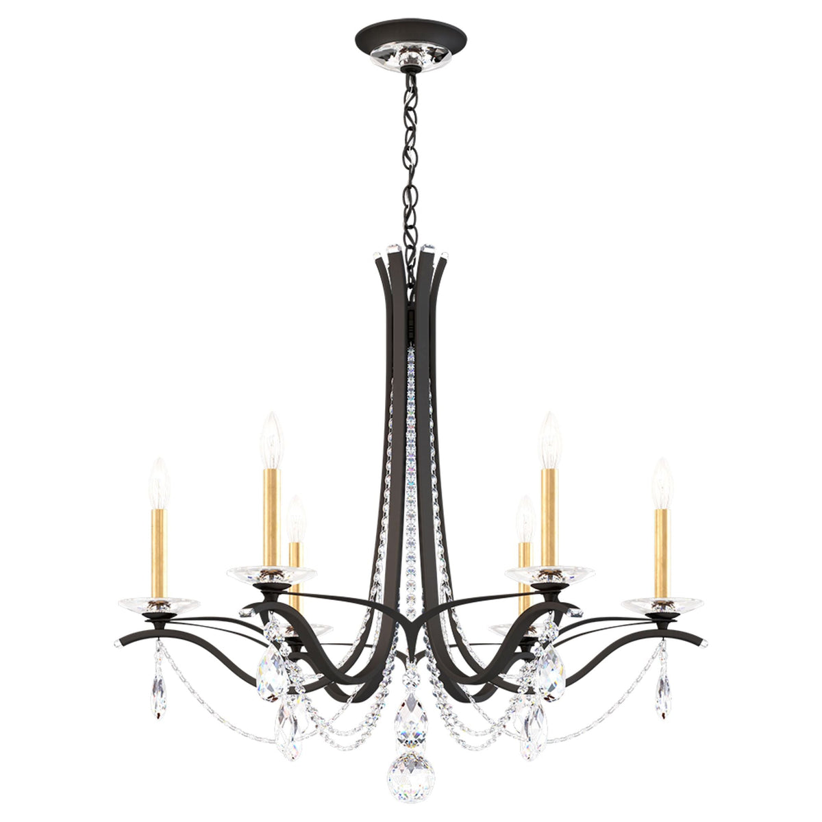 Vesca 29"H x 33"W 6-Light Crystal Chandelier in Black