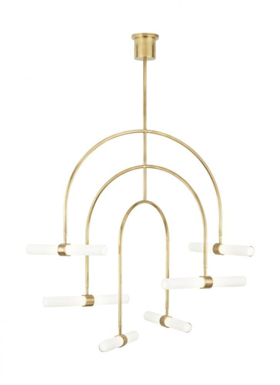 Calumn Chandelier, 6-Light, LED, Natural Brass, 47.9"H (700CLM6NB-LED930 70PDAY9)