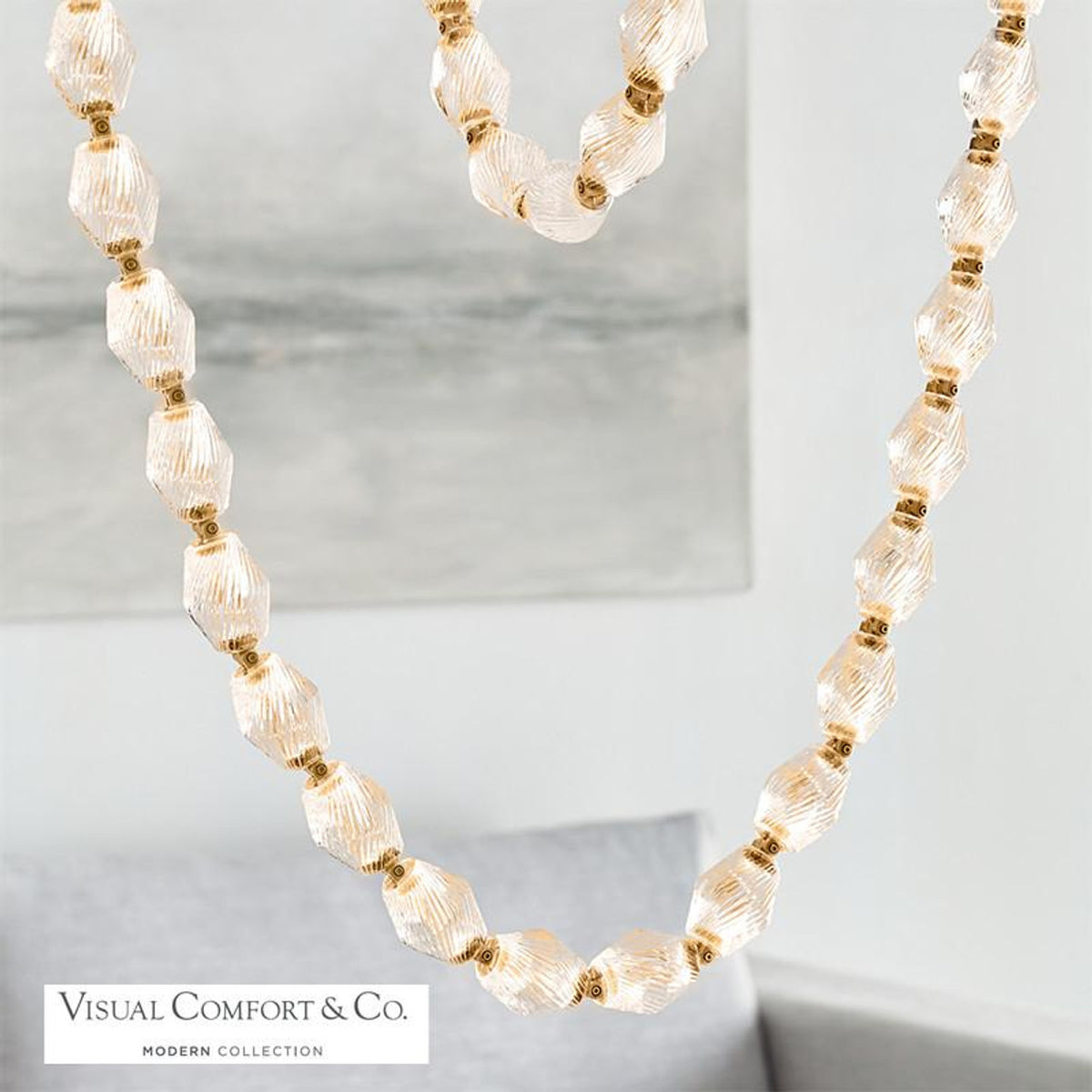 Collier Chandelier, LED, Natural Brass, 115.1"H (700CLR108NB-LED927R 70PGCLX)