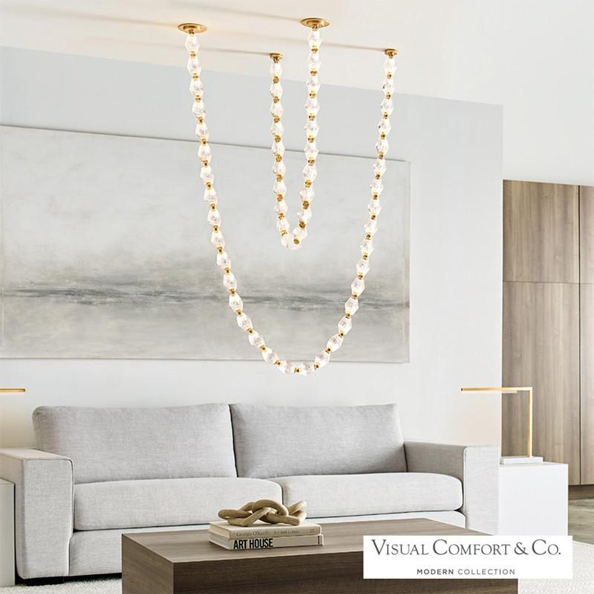 Collier Chandelier, LED, Natural Brass, 115.1"H (700CLR108NB-LED927R 70PGCLX)