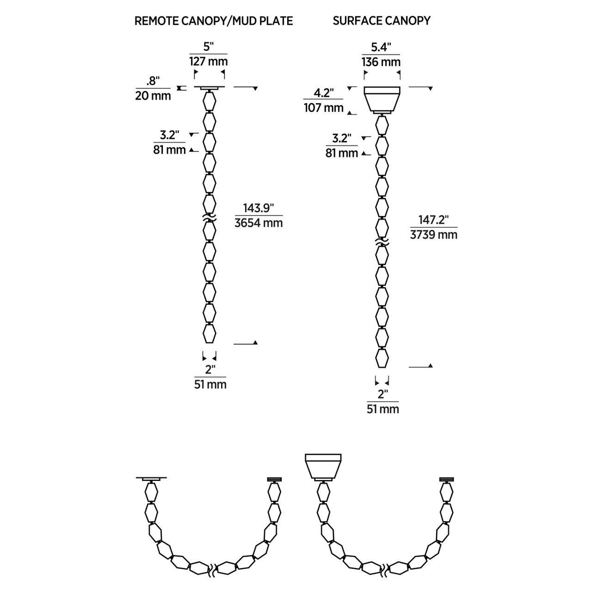 Collier Chandelier, LED, Polished Nickel, 143.9"H (700CLR132N-LED927S 70PGCM8)