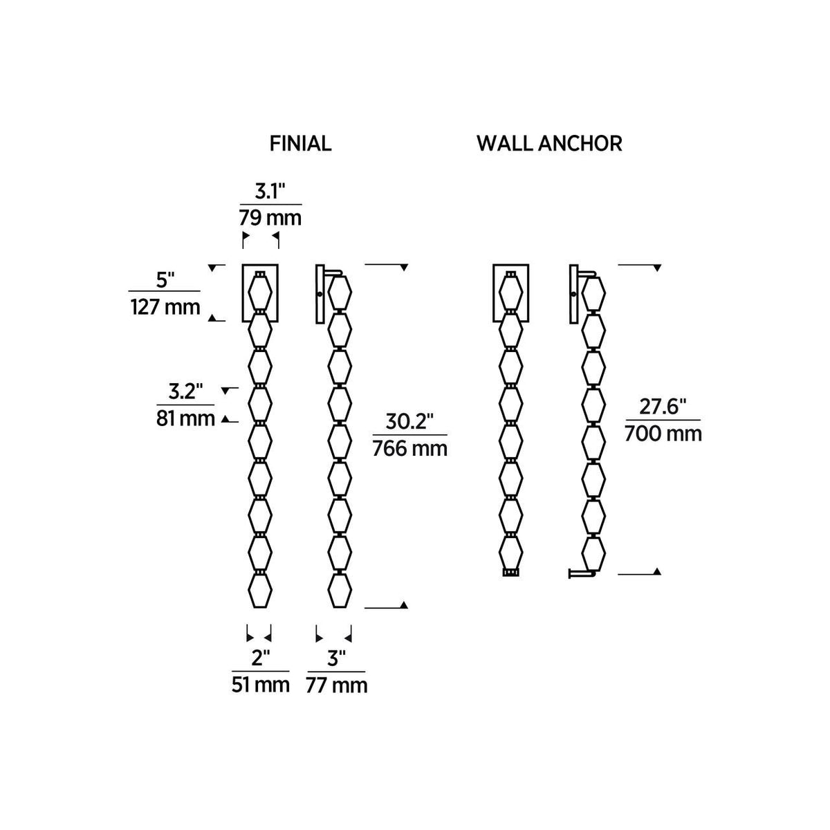 Collier Wall Sconce, LED, Natural Brass, 27.6"H (700WSCLR28NB-LED927 70PKDA8)