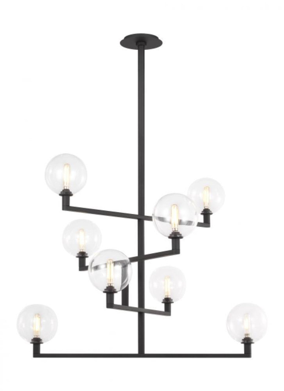 The Shuffle Medium 3-Light Damp Rated Integrated Dimmable LED Ceiling Chandelier in Nightshade Black, Visual Comfort & Co. Modern Collection CDCH17227WOB 70PKE85