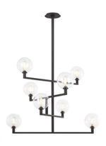 The Shuffle Medium 3-Light Damp Rated Integrated Dimmable LED Ceiling Chandelier in Nightshade Black, Visual Comfort & Co. Modern Collection CDCH17227WOB 70PKE85