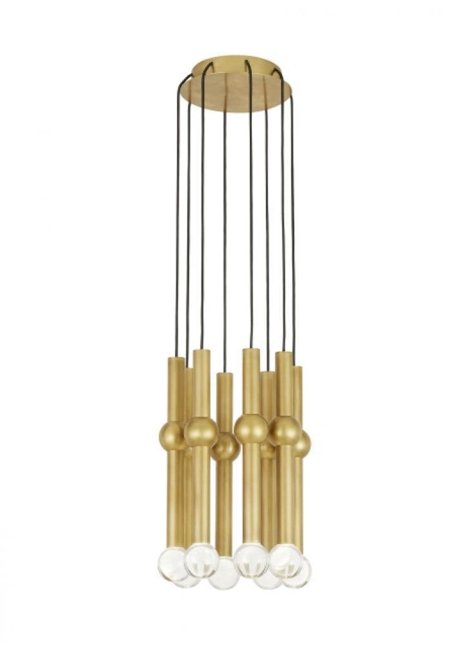 Guyed Light Chandelier, 8-Light, LED, Natural Brass, 14.1"H (700TRSPGYD8RNB-LED930 70PGDKW)