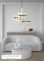 Langston Medium Chandelier, 12-Light, LED, Plated Brass, 40.5"H (700LGSN31BR-LED927 70PGDKX)