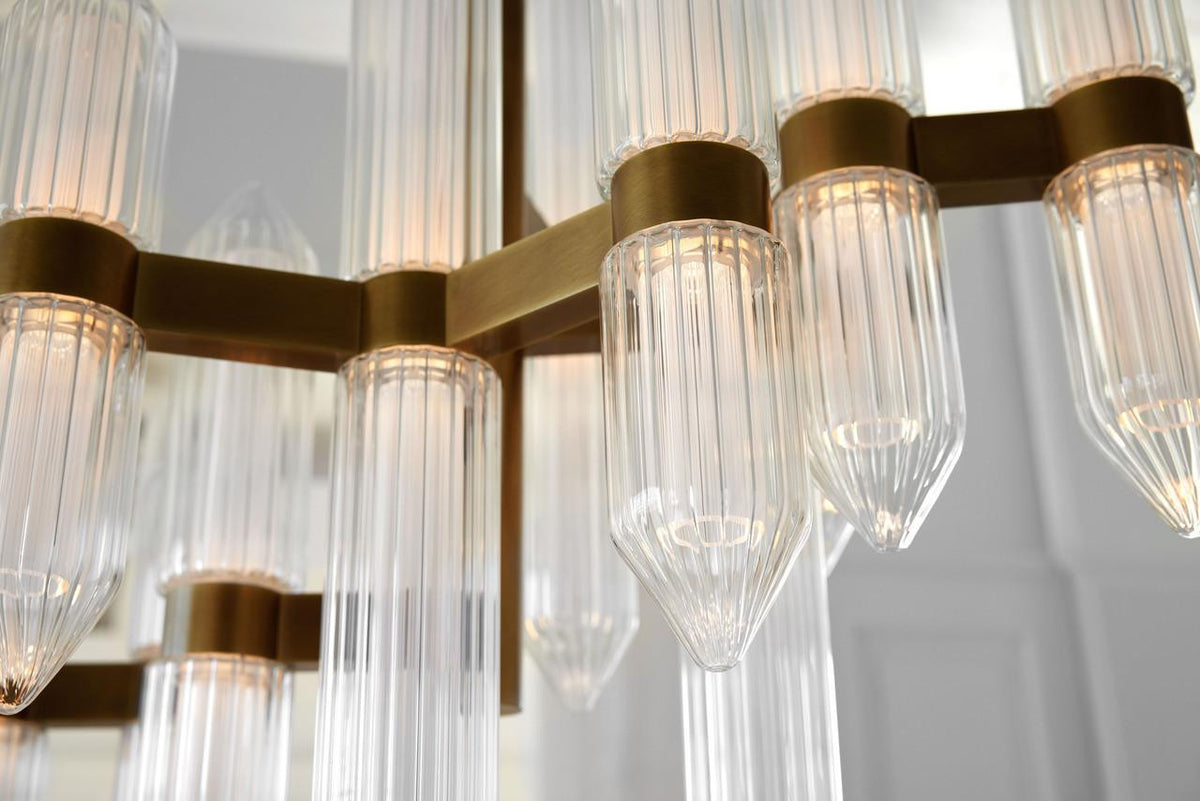 Langston Medium Chandelier, 12-Light, LED, Plated Brass, 40.5"H (700LGSN31BR-LED927 70PGDKX)