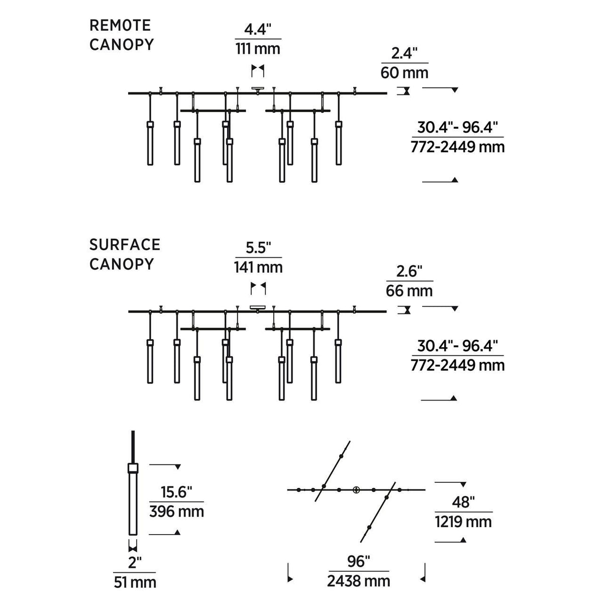 Mini Linger Chandelier, 9-Light, LED, Natural Brass, 96"L (700LNG9NB-LED930R 70PGJEM)