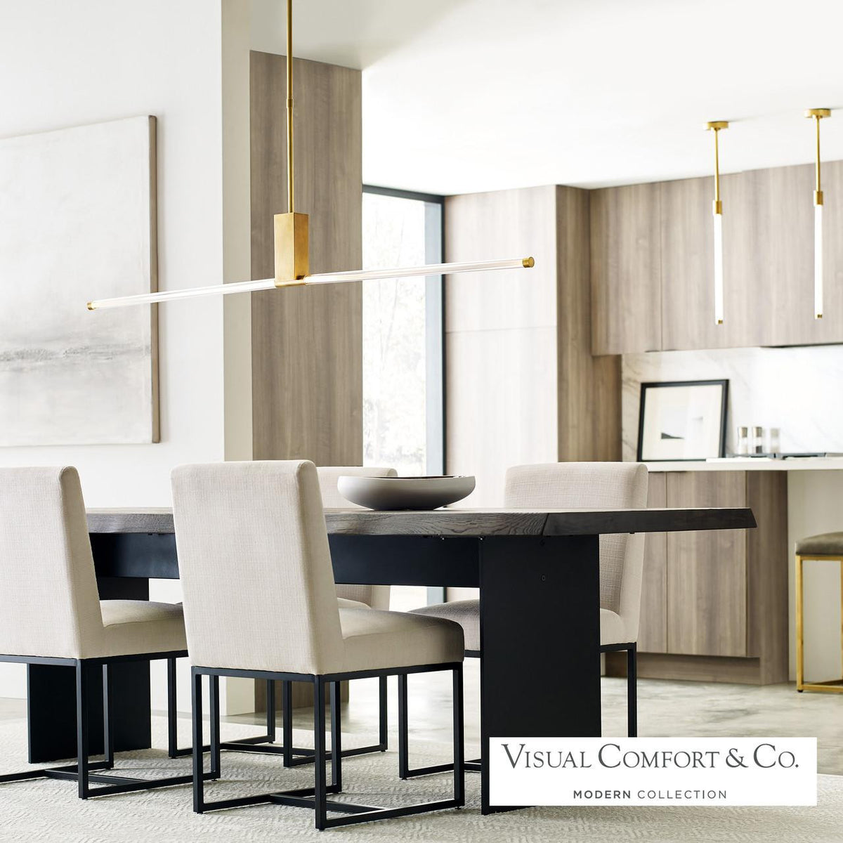 Phobos Large Linear Chandelier, 1-Light, LED, Natural Brass, 66"L (700LSPHB68NB-LED927 70PGEJ7)