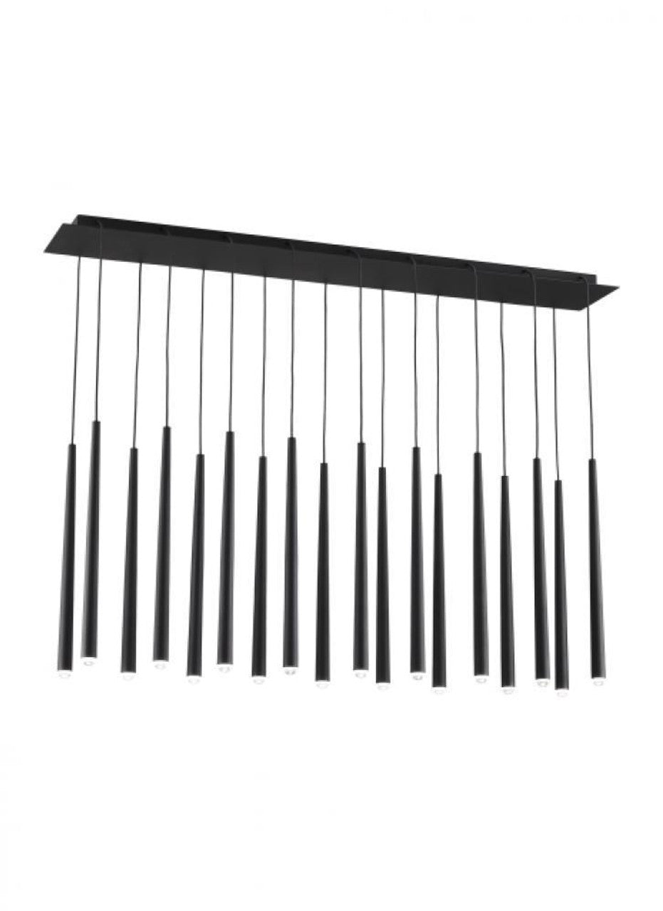 Pylon Ceiling Chandelier, 18-Light, LED, Nightshade Black, 43.2"L (700TRSPPYL18TB-LED930277 70PGDL2)
