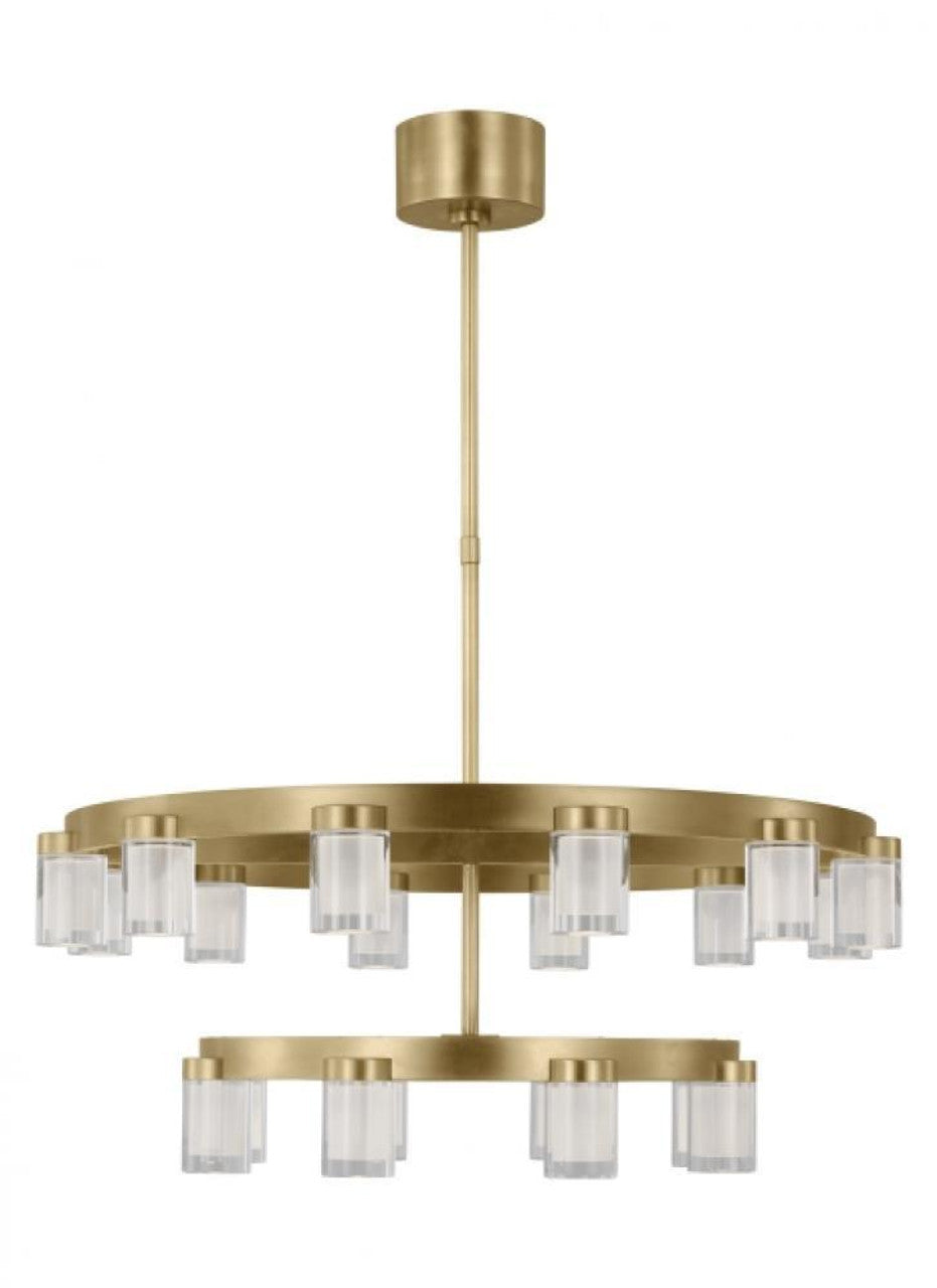 The Esfera Two Tier Medium 20-Light Damp Rated Integrated Dimmable LED Ceiling Chandelier in Nightsh, Visual Comfort & Co. Modern Collection KWCH19827B 70PKG5E