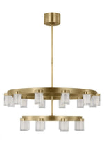 The Esfera Two Tier Medium 20-Light Damp Rated Integrated Dimmable LED Ceiling Chandelier in Nightsh, Visual Comfort & Co. Modern Collection KWCH19827B 70PKG5E