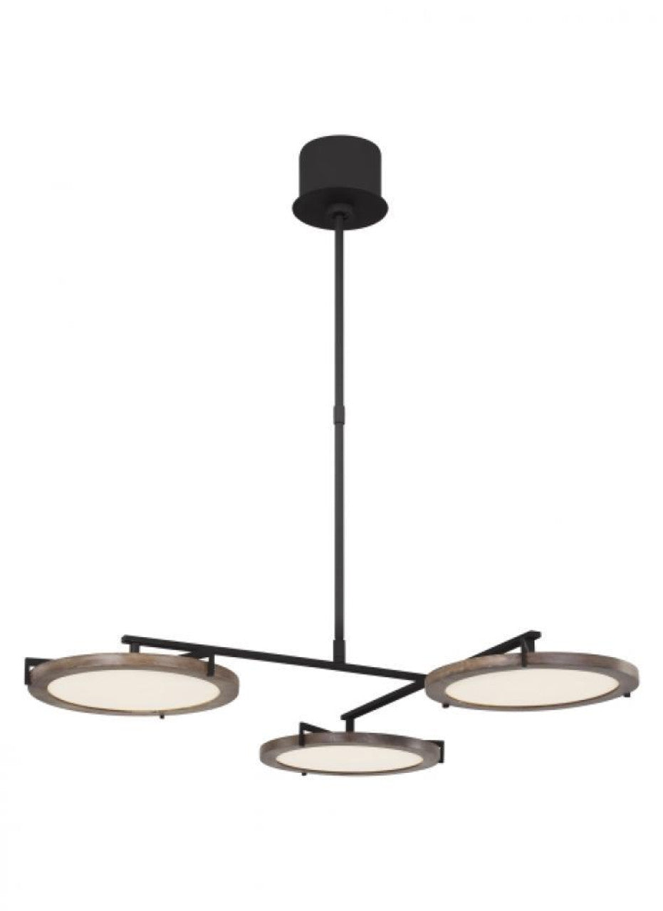 The Shuffle Medium 3-Light Damp Rated Integrated Dimmable LED Ceiling Chandelier in Nightshade Black, Visual Comfort & Co. Modern Collection CDCH17227WOB 70PKE85