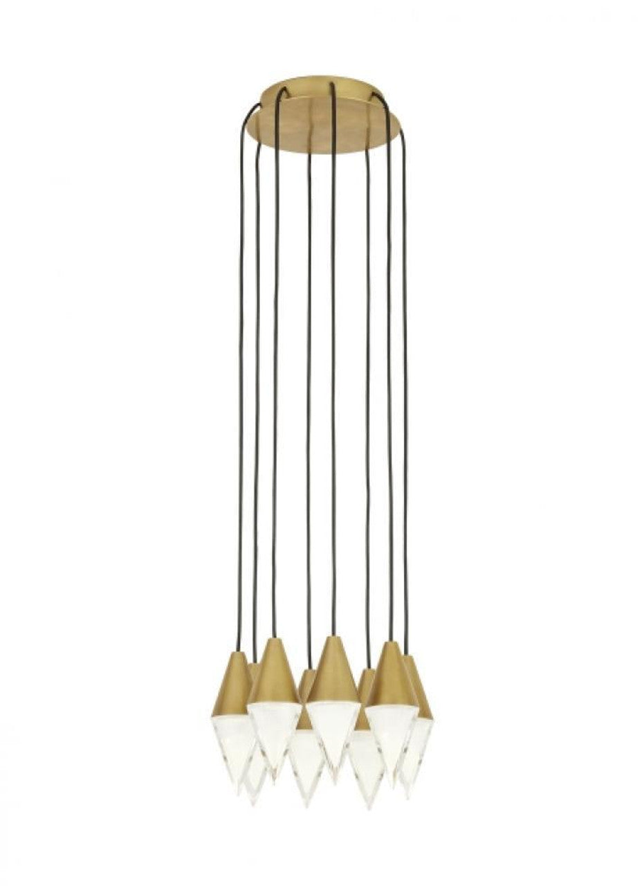 Turret Light Chandelier, 8-Light, LED, Natural Brass, 10.3"W (700TRSPTRT8RNB-LED930 70PGEH0)