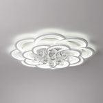 Modern Floral Acrylic LED Flush Mount Ceiling Light with Elegant Crystal Teardrops