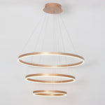 Three Ringed Chic Modern Metal Framed Foyer Chandelier with Dimmable Lights