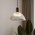 Country Glass Bamboo Wood Pendant Lighting Bowl Vintage Pendant Lighting