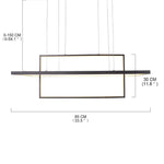 2 Rectangular LED Black Modern Pendant Lighting Hanging Ceiling Lights