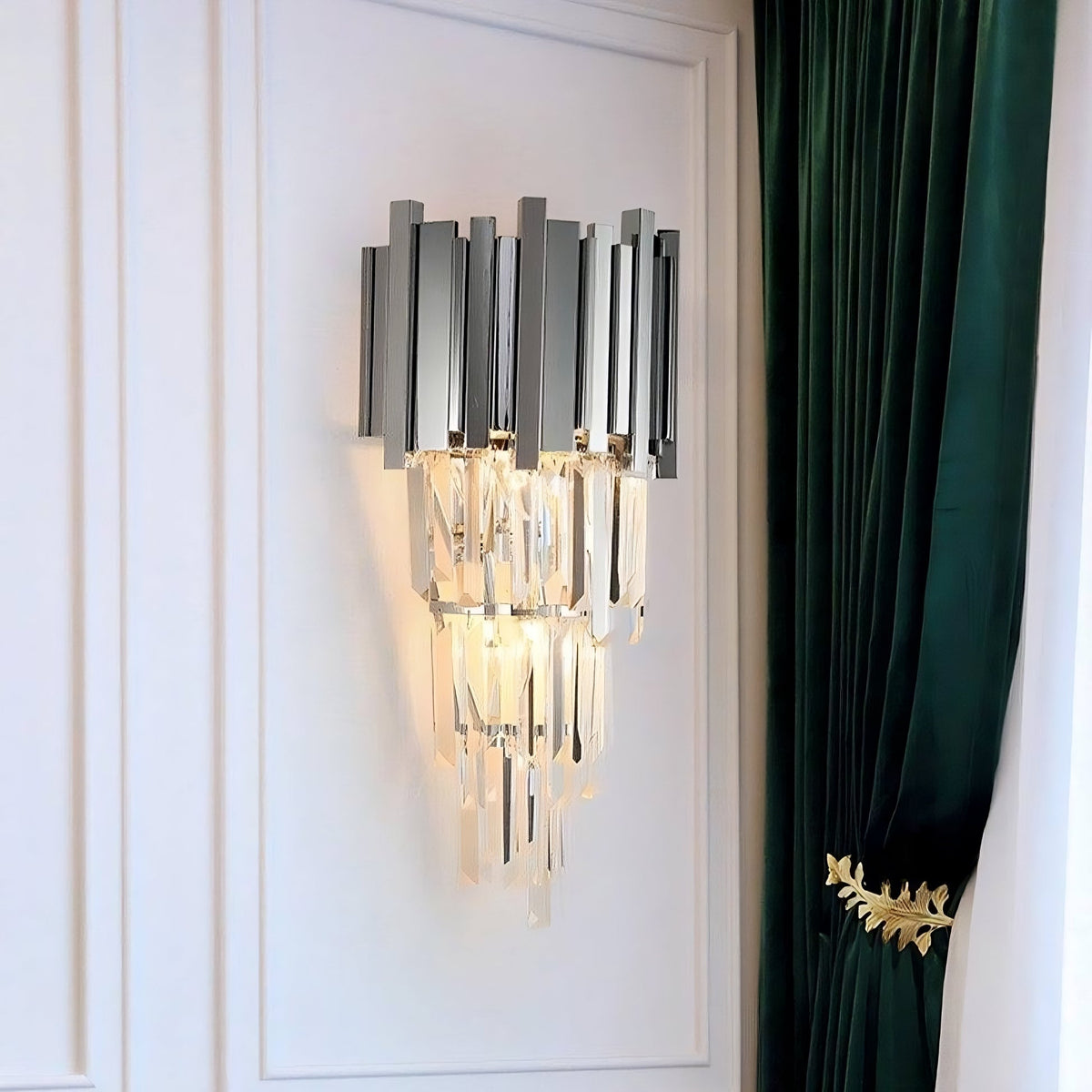 Gio Crystal Wall Sconce, Chrome