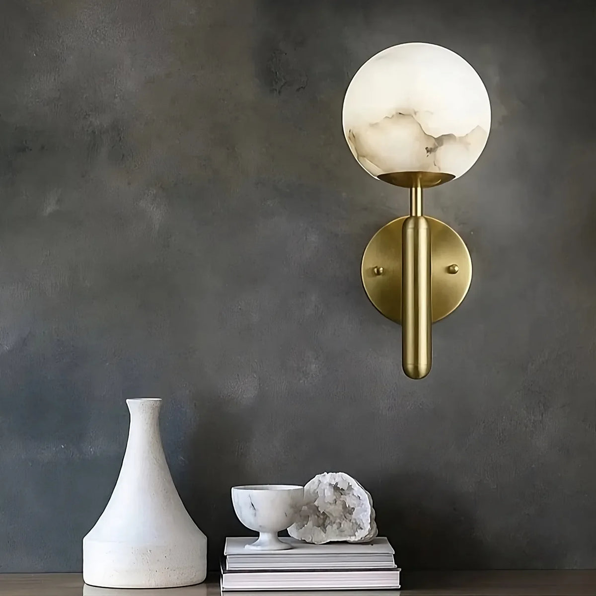 Natural Marble Sphere Wall Sconce
